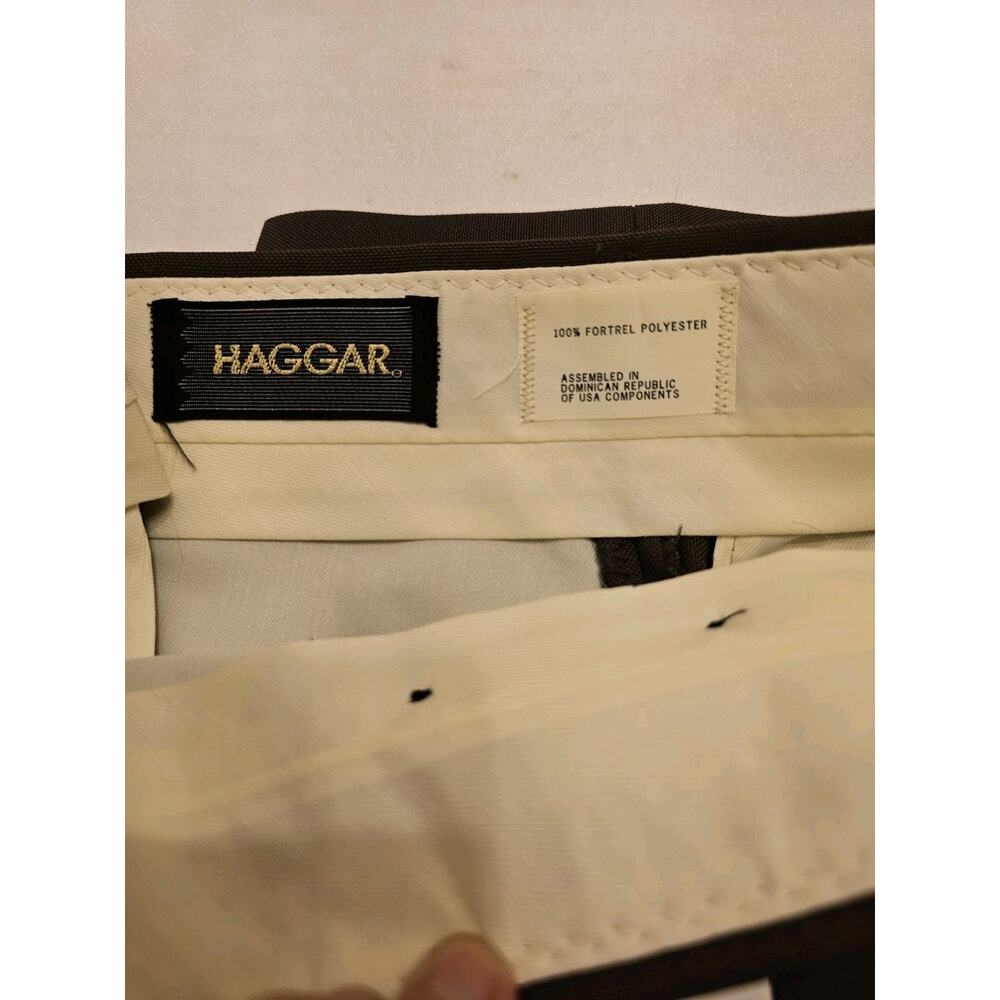 Vintage Men's 80s HAGGAR Slacks Pants Disco Polyester Brown 33x34 NWT Deadstock - Picture 6 of 9